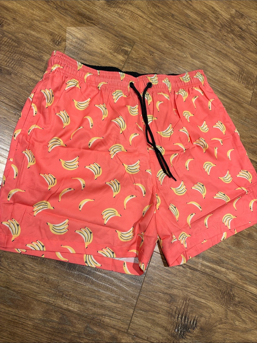 Men's Coral Banana Print Swim Trunks